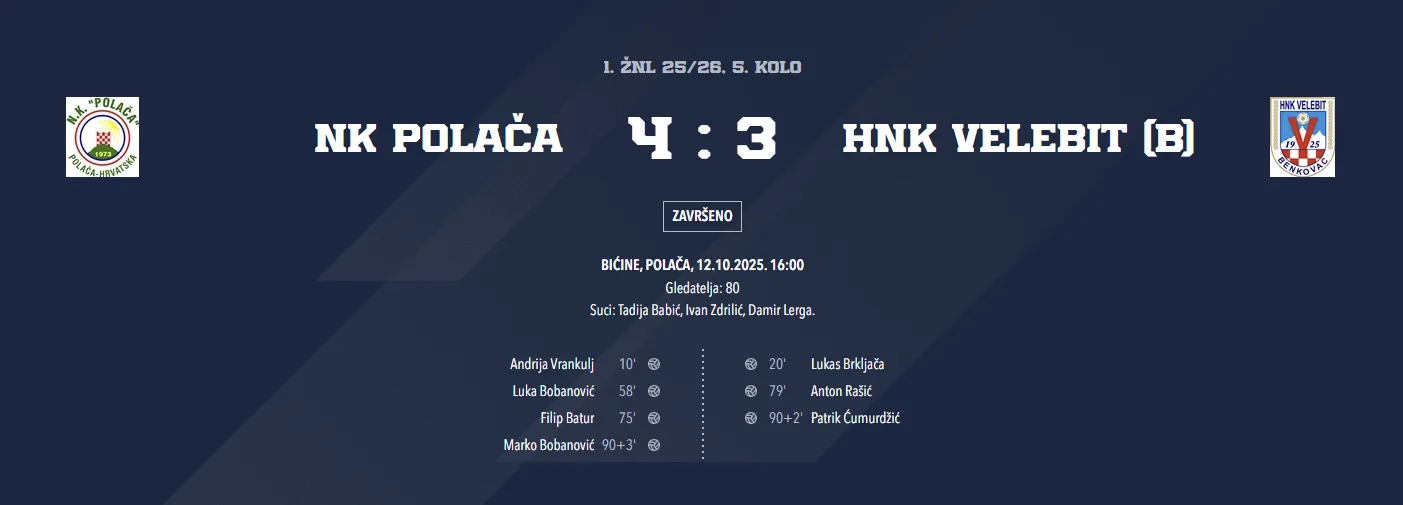 NK Polača - NK Velebit